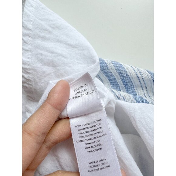 RAILS Amellia Blue White New Haven Stripe Linen Rayon Tiered Midi Dress, Size M - Picture 14 of 15